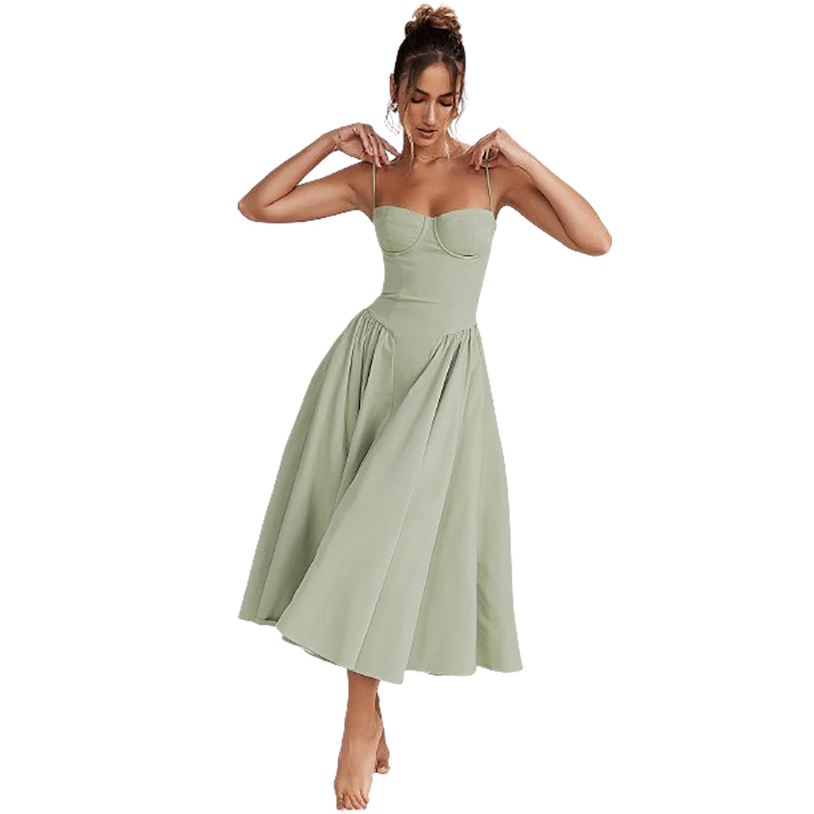 Amazon.com: Yokqexz Women's Summer Dressy Date Dress Ladies Cocktail Dresses  Casual Bohemian Sleeveless Suspenders Midi Sundress (Color : Green, Size :  Large) : Clothing, Shoes & Jewelry