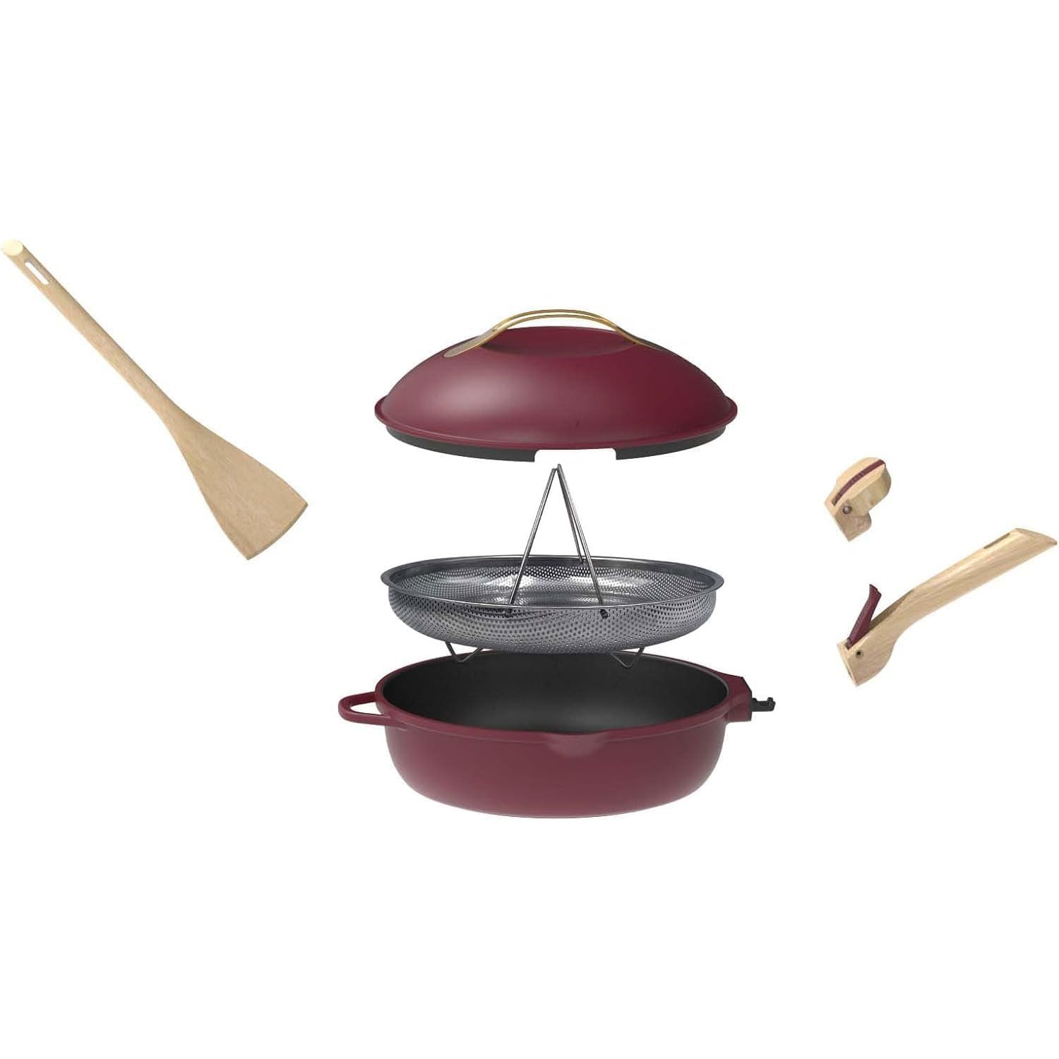 COOKUT - La Fabulosa - Sartén 8 en 1-24 cm - RUBIS - Antiadherente, Ecológica, Sin PFOA - Inducción y Horno