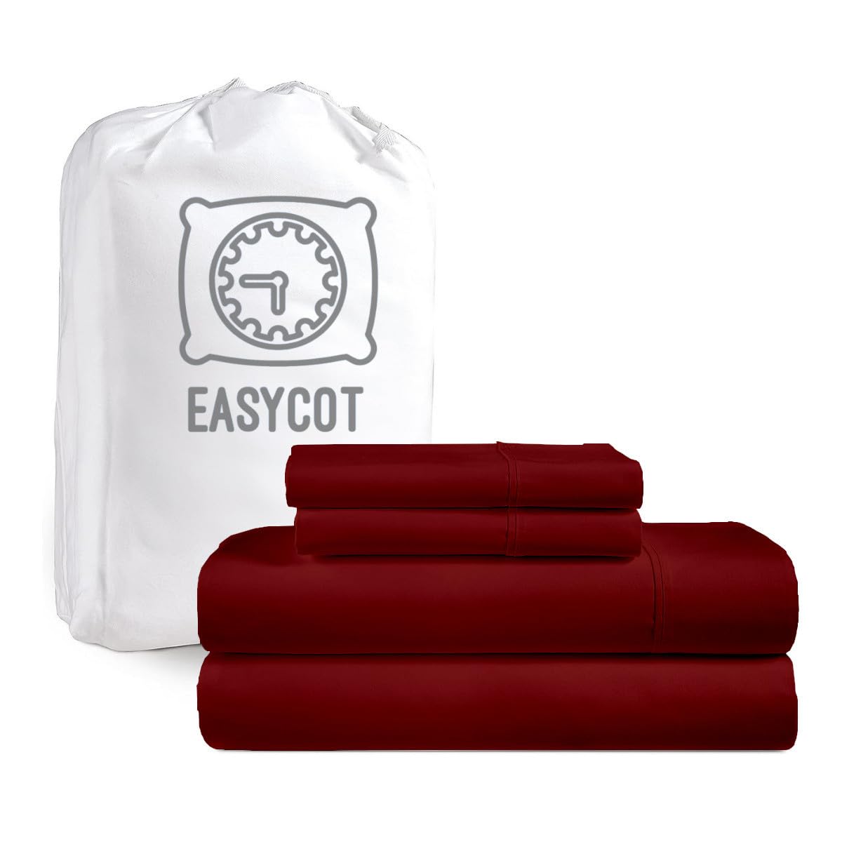 EASYCOT 6 Piece- Bed Sheet Set-Fitted Sheet Flat Sheet & 4pc Pillowcases 100% Egyptian Cotton Luxurious Sateen Weave Bedding Set With 20CM Deep Pocket (Emperor,Burgandy)