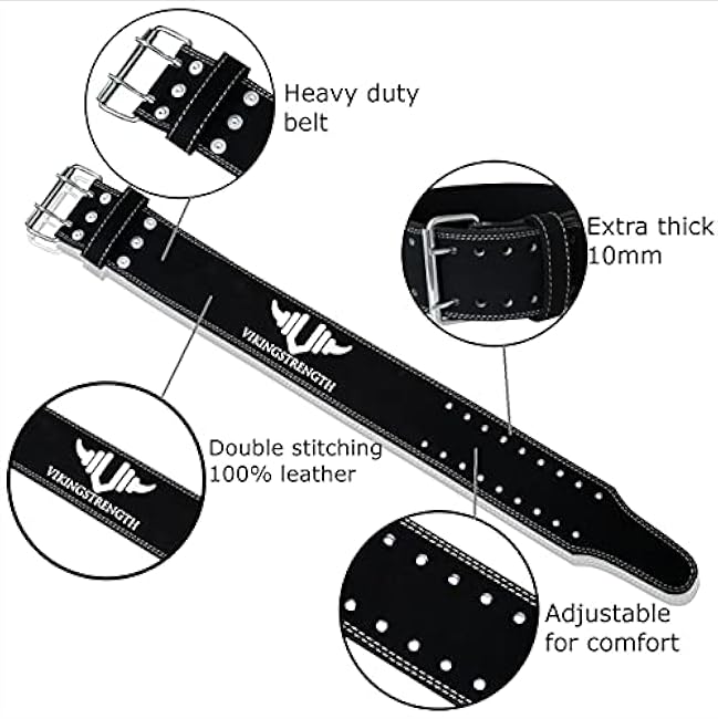 Vikingstrength Premium Weight Lifting Belt with Lifting Straps, Gym Weightlifting Belt for Men and Women, perfect for Squat, Powerlifting, Crossfit and Deadlifting M-4XL + V-Strength Workout App