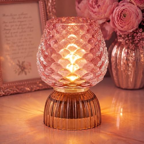 SisiHokai Small Battery Operated Lamp with Timer, Pinecone, Pink