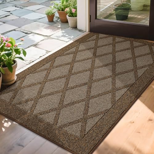 COSY HOMEER Non-Slip Door Mat 36"x60", Entryway Rugs Low Profile Absorbent Dirt Trapper Doormat for Front Entrance, Washable Polypropylene Entry Mat (