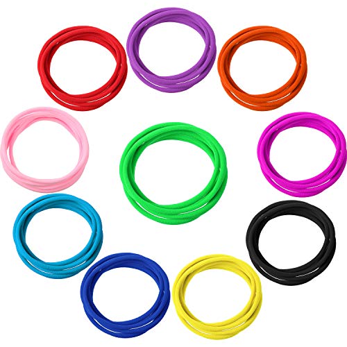 50 Pieces 10 Colors Large Soft Stretchy Hair Ties for Face Cover, Girls Hair Bands Hair Elastics Holders, Solid Color Nylon Headbands Ponytail Holder Hair Accessories for Women Girl