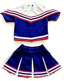 Total 2550 Little Girls' Kids Children Dress Cheerleader Costume Uniform Cheerleading Outfit Halloween (S / 2-5 Years, Blue/White/Red)