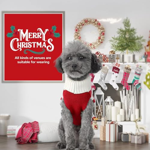 SKXEO Weihnachten Hund Pullover Kostüm, Neujahr Haustier Kostüm warm Winter Pullover gestrickt Weihnachten Haustier Kleidung für Welpen Katze Hunde (Gestreifter Lebkuchenmann-Pullover, S)