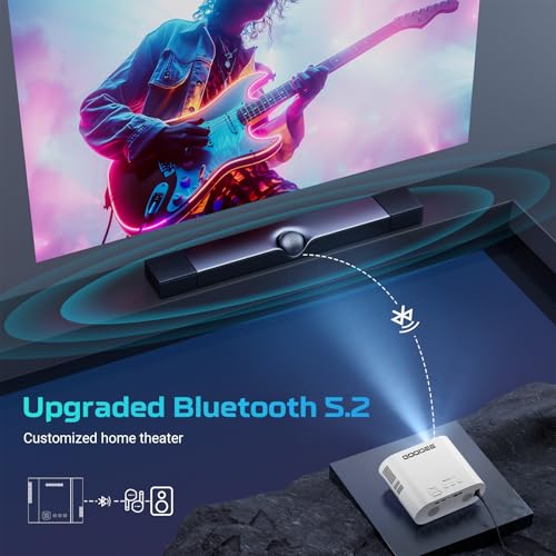 Image of GooDee Smart Viedo Projector with WiFi and Bluetooth, 1000ANSI Brightness Auto Keystone Focus Mini Movie Projector Portable for Home Theather Indoor /Outdoor