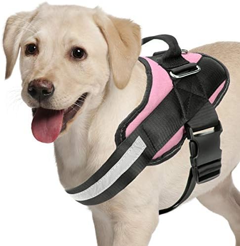 Adjustable Dog Harness, No Pull Dog Harness Outdoor Vest with Easy Control Handle, Hook and Front Reflective Straps - No More Pulling, Tugging or Choking for Small Medium Large Dogs