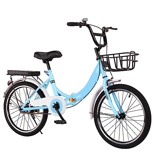 WOLWES Bicicleta Plegable para Adultos, Bicicleta Plegable de Acero al Carbono, Bicicleta Plegable para Acampar, Peso Ligero, Altura Ajustable, Bicicleta Plegable para Hombres y Mujeres A,20in