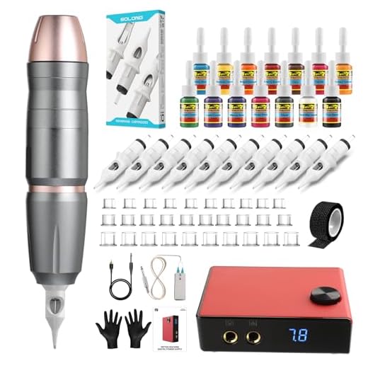 Solong kit machine à tatouer débutant complet 10 cartouches d'aiguilles alimentation pédale machine à tatouer SLP30KITP187-7-EU