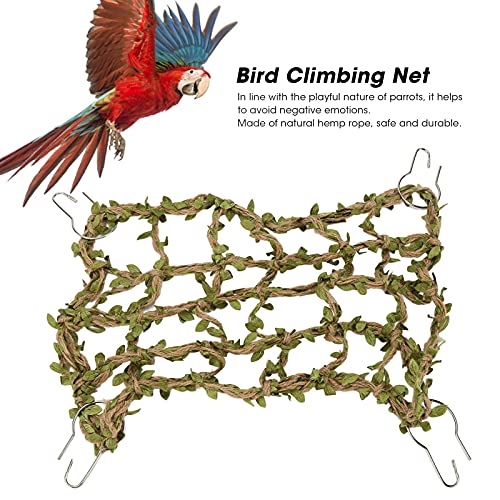 Image of Zerodis Pet Bird Climbing Rope Net, Perch Toy Decor Cotton Hemp Rope Ladder Small Animal Rope Net Ladder Small Animal Rope Net Bird Climbing Net for Birds and Hamsters