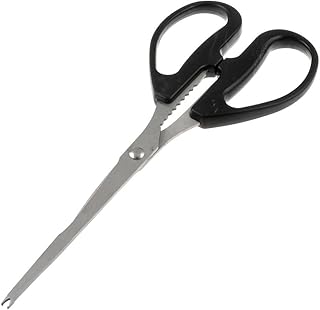 Aexit Outdoor Multifunction Hand Tools BBQ Barbecue Serrated Blades Fork Head Design Shears & Scissors Scissors Black