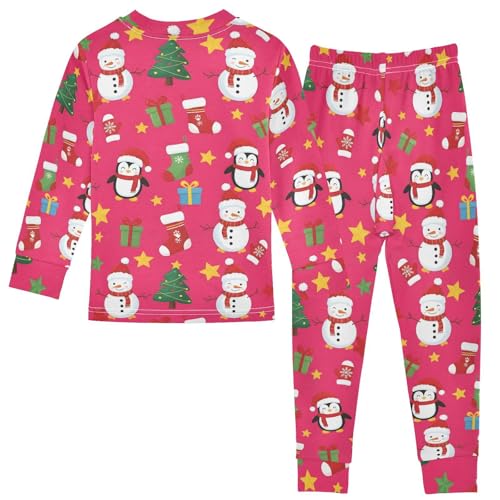 Pajama Sets Long Sleeve Christmas Snowmen Penguins Trees Stars Soft Comfy Sleepwear 2 Piece PJS 3-8T3