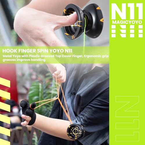 magicyoyo n11 professional unresponsive yoyo n11 dual purpose alloy trick yoyo ball black with golden with bag glove 12 yoyo strings and responsive bearing kit