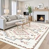 STARUIA Washable 8x10 Area Rug for Living Room, Colourful Western Aztec Tribal Moroccan Area Rug, Girls Cute Rug for Bedroom, Soft Non-Slip Non-Shedding Large Carpet for Nursery Kids Home Decor
