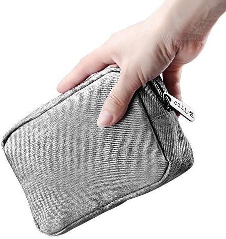 E-Tree 7 inch Convenient Little Pouch, Small Travel Gadget Bag, Mini Phone Accessories Storage Hard Drive Carry Case, Handbag, Canvas Coin Purse, Zippered Wallet, Makeup Carrying kit