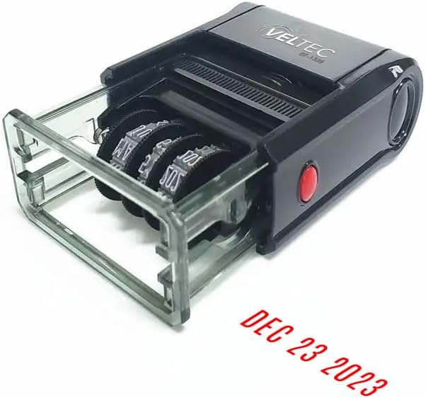 Miniatura 3 de Sello de fecha autoentintado con mes, día, año, fácil de usar y ajustar, cabeza de goma, ABS resistente, impresión uniforme, 10 años de fechas,