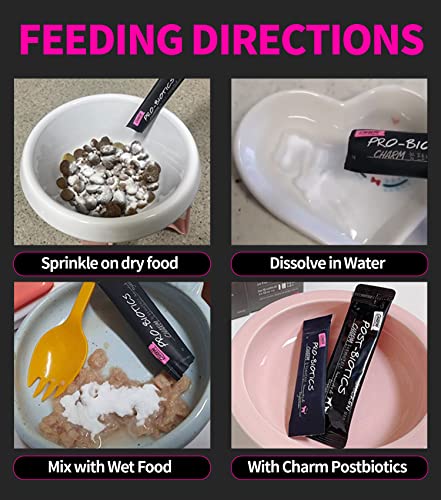 Charm Probiotics Plus Prebiotic Powder Supplements For Cats - Support Digestion, Improves Gut Flora, Relieves Itching, Vomiting Gas Remedy, Constipaton, Diarrhea- Essential Care For Immune System #TOP4