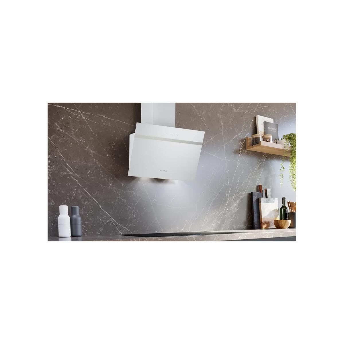 Siemens LC65KDK20 iQ100 Hotte aspirante murale 60 cm de large, niveau intensif, éclairage LED, touchControl, filtre à graisse métallique, blanc