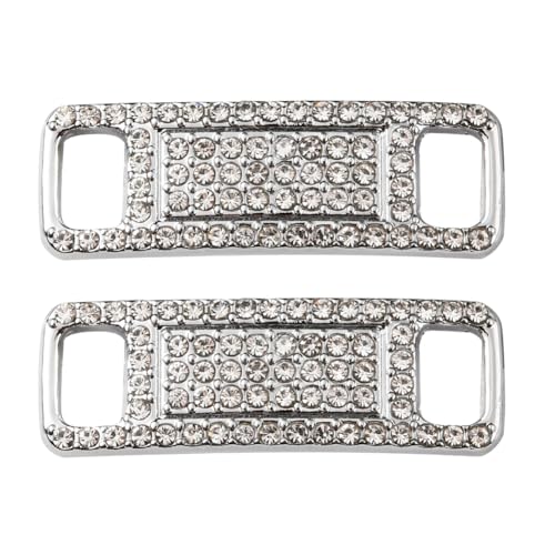 AHANDMAKER 1 Pair Rhinestone Shoelace Charms Buckles, Bling Sneakers Shoe Lace Tag Charms Rhinestone Shoelace Buckles Sliver Shoe Decorations Charms for Sneaker Casual Sports Shoe Bikini Accessory