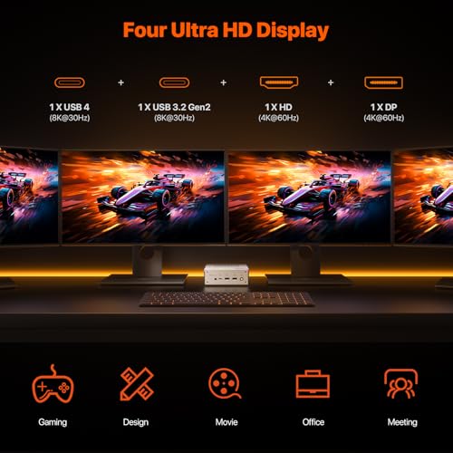 Image of PELADN Mini PC, AMD Ryzen 9 7940HS (8C /16T, Up to 5.1GHz) Radeon 780M 16GB DDR5 RAM /1TB NVMe SSD, 4K HD, BT5.2, USB4.0 /Typc-C /DP /HD, WiFi6 2.4G /5G, Desktop PC RGB Light Mini Computers, 3-Year Warranty
