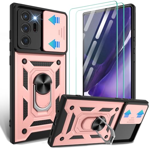 Coque Samsung Note 20 Ultra avec béquille anneau 360 et cache caméra blindé