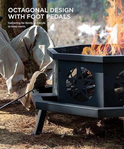 Sunoutly 35 Inch Fire Pit, Outdoor Fire Pit Wood Burning Fire Pits With Cooking Grill thumb #4