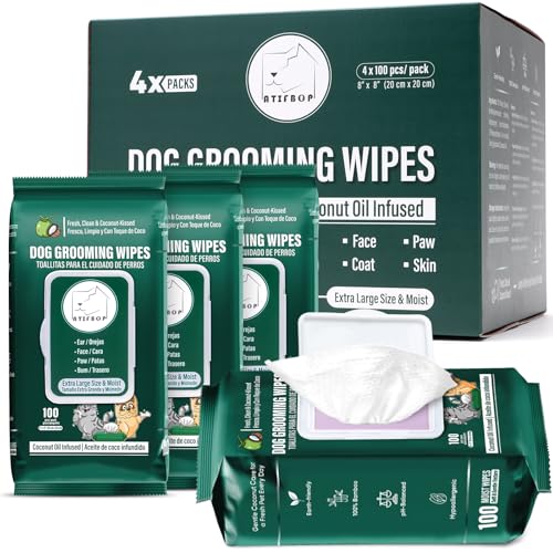 Image of ATIFBOP Dog Wipes for Paws and Butt, 400 ct, Coconut Scented