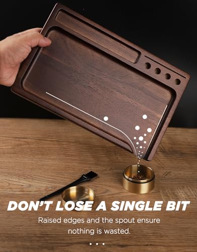 Walnut Rolling Tray 11"x7" Tray Rolling Tray Set with Funnel *4, Cleaning Brush and Scoop Card - Accessories for Rolling Papers, Grinders - Tray with Smooth Rounded Edges - Image 2
