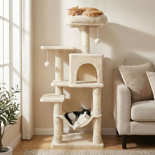 Torre para Gatos Multi-Niveles Beige 44 Pulgadas miniatura 2