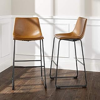 Walker Edison Furniture Company 30" Industrial Faux Leather Armless Indoor Kitchen Dining Chair