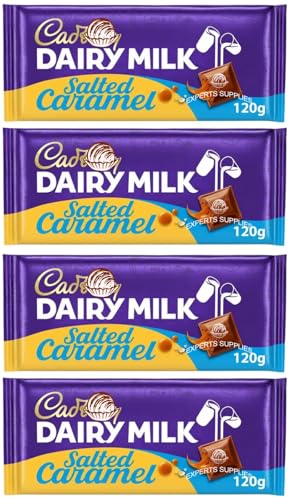 4 x Cad Dairy Milk Salted Caramel Chocolate Bar 120g, Milk Chocolate Dairy Milk Bar, Suitable For Vegetarians Perfect for Sharing and Gifting