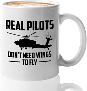 Taza de café de piloto de helicóptero, 325 ml, color blanco, pilotos reales no necesitan alas, aviador, copiloto, asistente de vuelo, aeropuerto, aeroespacial, trabajo militar