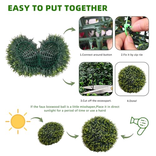 Topiary Ball 2 Pcs, Artificial Cedar Topiary Balls Garden Spheres Decorative Balls for Outdoor Patio Garden and Indoor, Wedding Decoration, 21.5 Inch