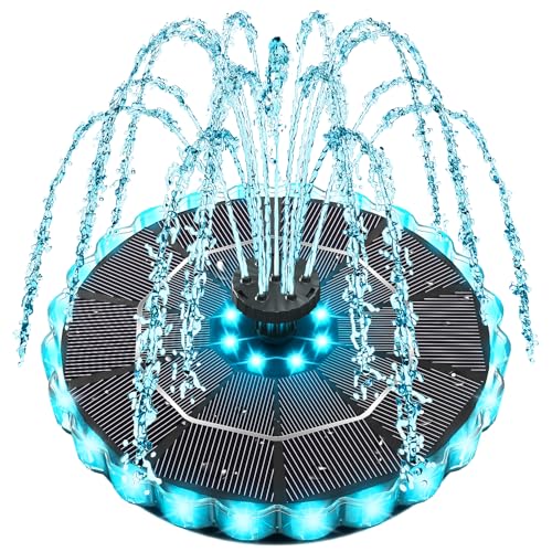 Yzert Solar Fountain Colorful Ring Lights, 2026 3.5W Solar Water Fountain with 2000 mAh Battery, Solar Fountain Pump for Bird Bath, Pond, Pool, Outdoor