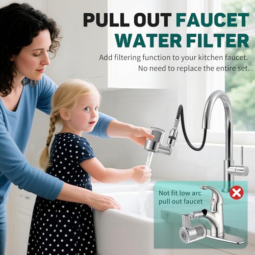 Image of CECEFIN 720 Swivel Sink-Faucet Water-Filter - 22 Adapters Fit Most Bathroom /Pull Out Kitchen /RV Faucets, Tap Mount Water Filtration, Carbon Purifier Reduces 99% Chlorine, Last 528 Gallons Water