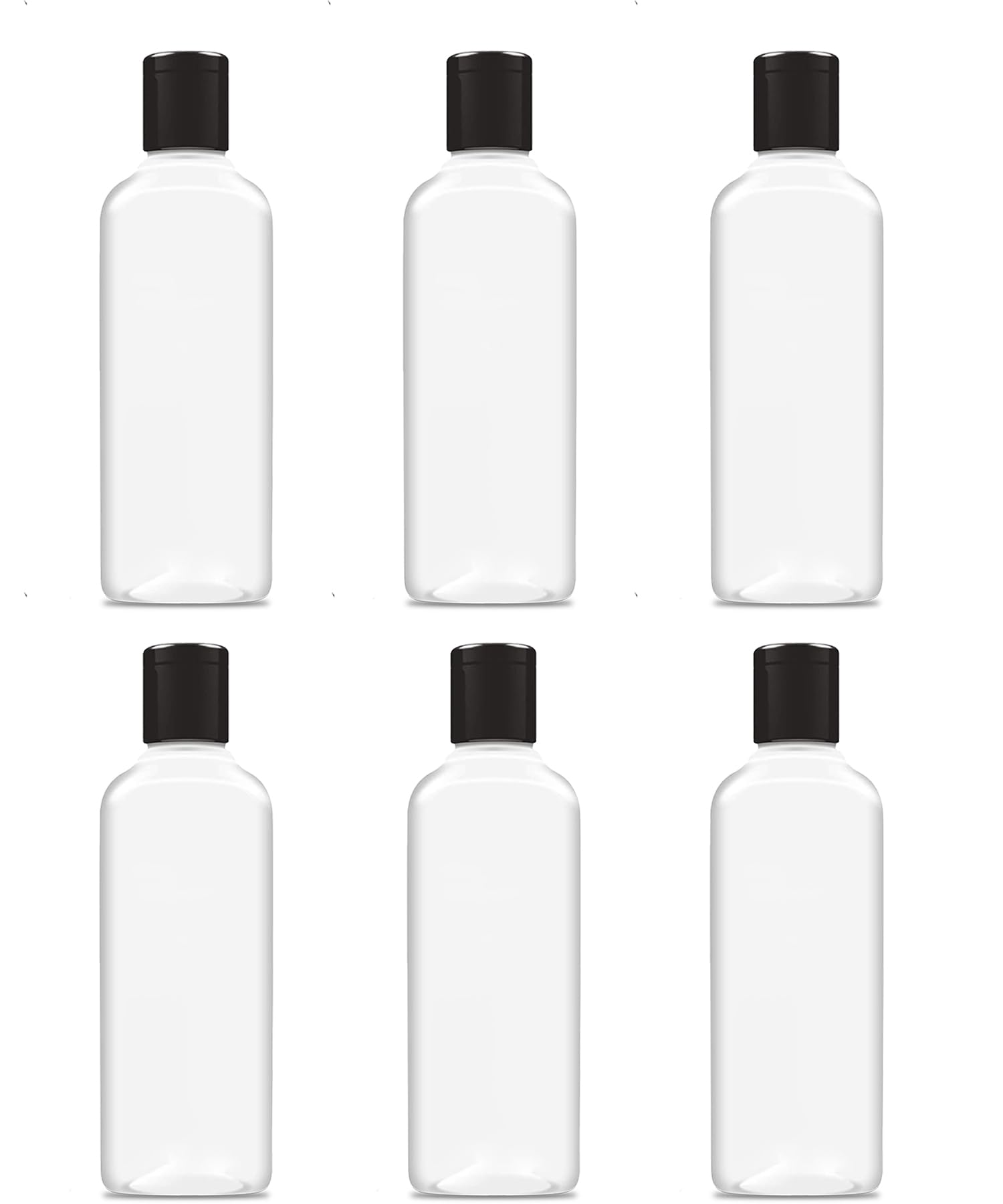 200ml Squeeze Bottle with Flip Top Cap, Empty BPA-Free Refillable Container For Shampoo, Lotions, Liquid Body Soap, Creams, Liquid Cosmetic Travel Size Transparent Bottle, Black Cap, Set of 6-image-47