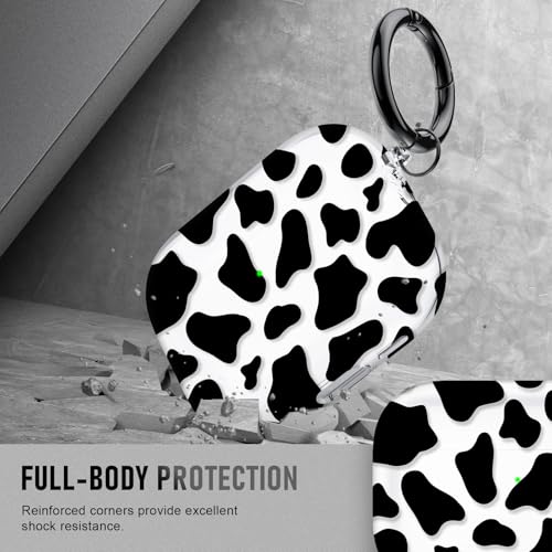 Image of for AirPods Pro 3 Case (2025) with Cleaner Kit, Cute Soft Silicone Cover Compatible AirPods Pro 3rd Genera case with Keychain for Women Men with Keychain for Airpod Pro case(2025) Black Cow Print