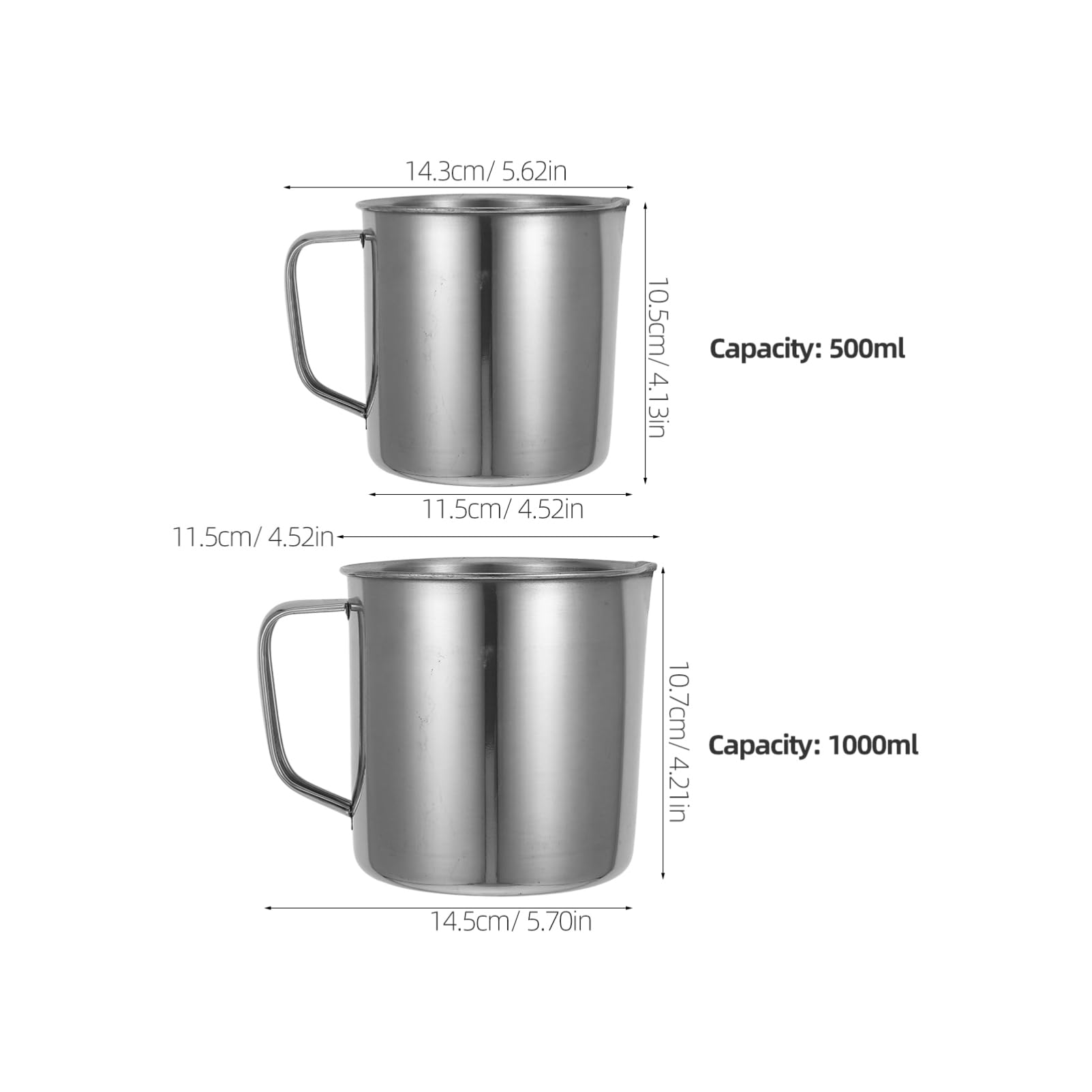 iplusmile Misurino in Acciaio Inox Scala, Set 2 Pezzi, 500ml e 1000ml, Misurazioni Precise per Laboratorio e Cucina