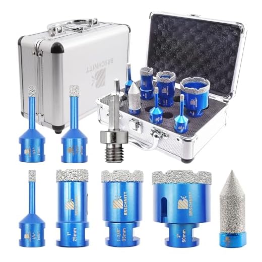 Diamond Core Drill Bit Set for Porcelain Tile Ceramic Marble Granite Drilling,BRSCHNITT 6/6/8/25/35/50mm Tile bit&0-4/5"Diamond Chamfer Finger bit&Adapter
