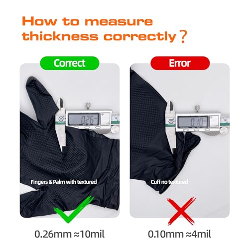 10mil Nitrile-Gloves Disposable-Black Chemical-Resistant Rubber - Mechanic Gloves Heavy Duty, Latex Free, Diamond Grip (500, X-Large)