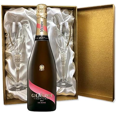 Mumm Le Rose Champagne 75cl in Gold Presentation Set With Flutes Cover