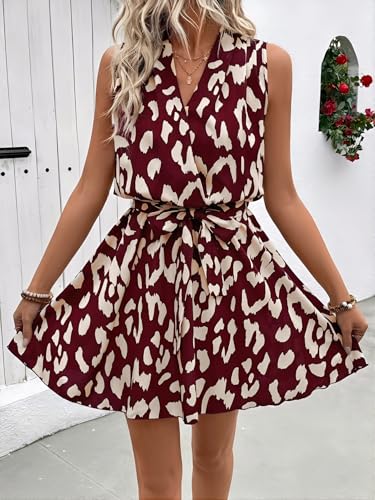 Image of SOLY HUX Women's Summer Wrap Dress Flowy Belted Vacation Short Dresses