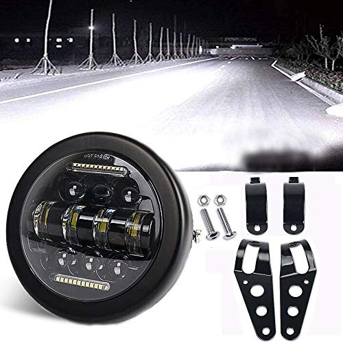 Exclusive Discount 70% Price  DOT Approved 5 3/4 5.75 Inch LED Headlight 5-3/4 Motorcycle Round Headlamp White DRL with Housing Bucket Mounting Bracket for Harley Davidson Projector Driving Lights Sammanlight