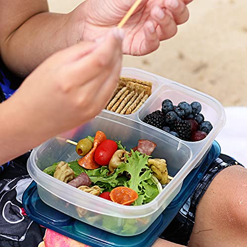 Easylunchboxes - Bento Lunch Boxes - Reusable 3-Compartment Food Containers For School, Work, And Travel, Set Of 10, (Classic) #TOP3