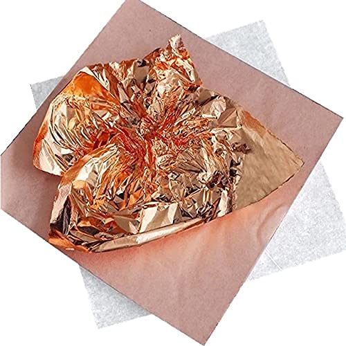 Image of UGLS Copper Leaf Sheets, 100 Sheets, 8 by 8.cm Gilding Foil for Gilding, Resin Art, Decoration Crafting, Paintings, Arts Crafts, Nail Deco,Furniture, Size 3.14 * 3.35 inhches (Copper)