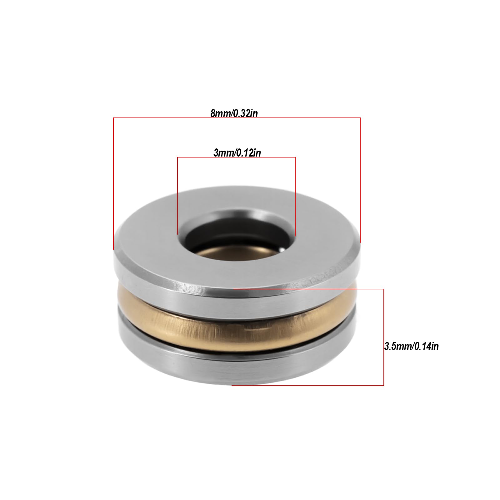 10 Stück F3-8M 11000 U/min Axial-Rillenkugellager 3 X 8 X 3,5 Mm Chromstahl Geeignet für Ofen-Drehteller-Hebepumpe