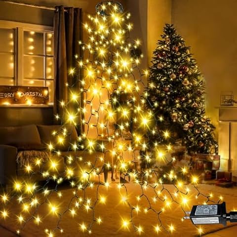 Easy Christmas Tree Lights Indoor Outdoor, 420 LED Christmas String Lights 6.6FT x 12 Lines with 8 Modes & Timer, Waterproof Twinkle Lights Plug in for 6FT Xmas Tree Christmas Decoration (Warm White) Cover