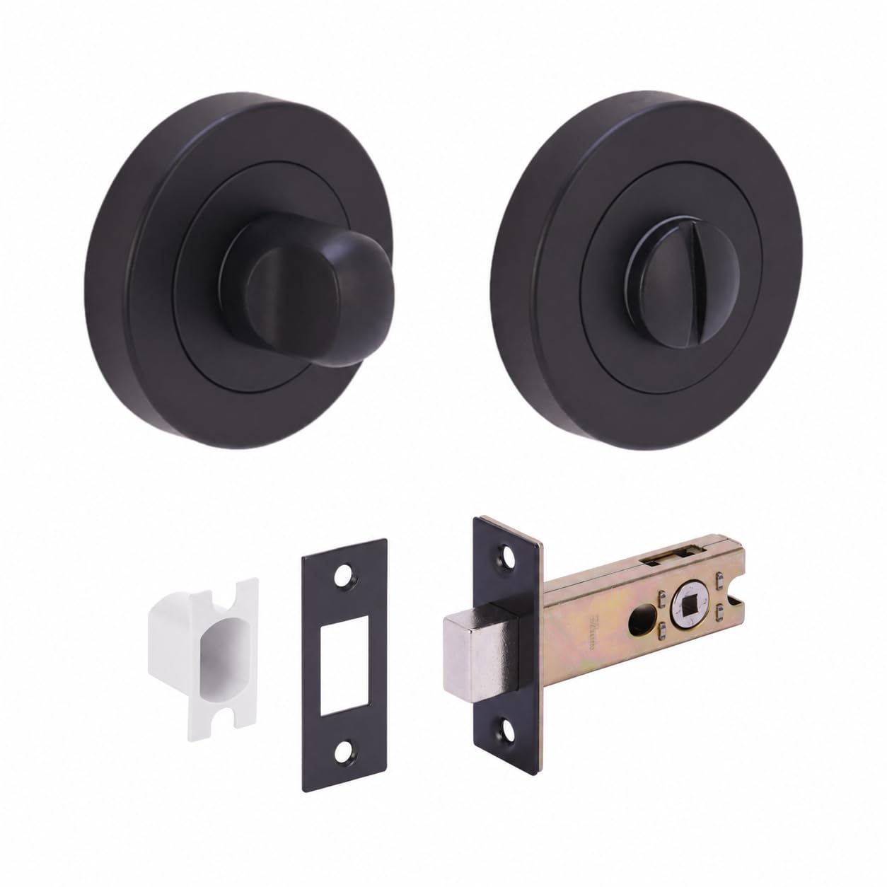 HANDLEZONE® Bathroom Toilet Door Thumb Turn and Release Deadbolt Kit - Black Matt - 76mm Bolt with 57mm Backset — image 1
