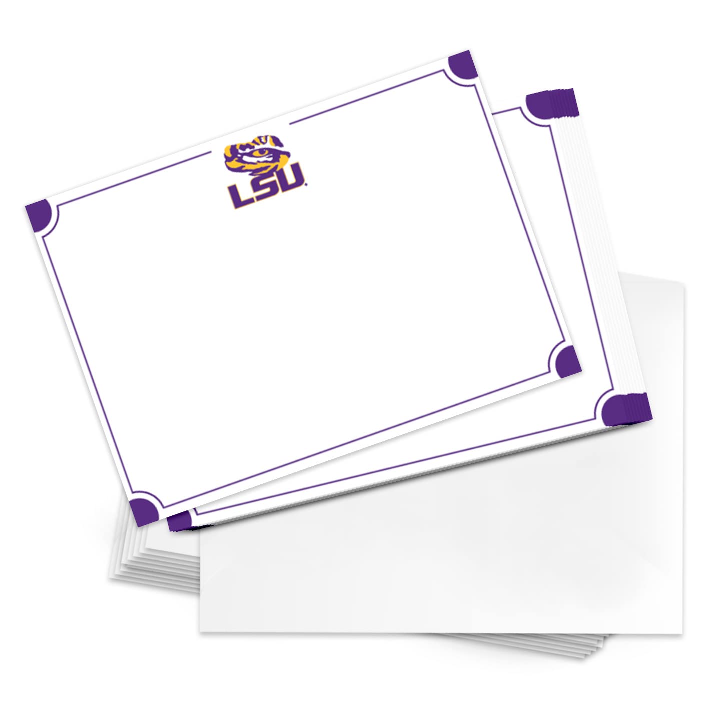 Desert Cactus LSU 10 Pack Notecards Stationery Cardstock Tigers Geaux Louisiana State University Includes Envelopes Memo Party Thank You (Notecard 4b)