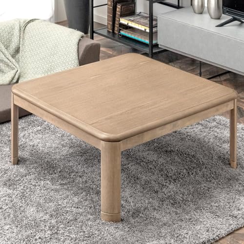 【速暖2秒!】 手元コントローラー 家具調 こたつ テーブル 正方形 80×80cm 木目 UV塗装 継ぎ脚 グレイッシュウッド